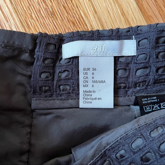 Black Eyelet Full Midi Skirt with Gold Hardware - Picture 6 of 8